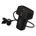 Porodo Solvo Universal AC Power Inverter with Multiple USB & AC Outlets - Black