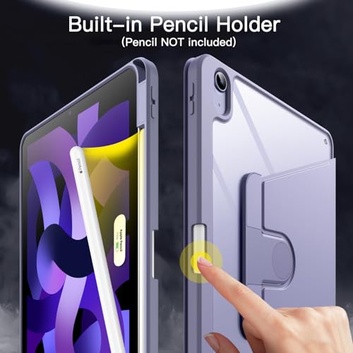 JETech 360° Rotating Case for iPad Air 11" M4/M3/M2, Air 5/4 10.9", Purple