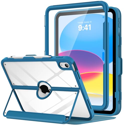 MoKo for iPad (A16) 11th/10th Generation Case with Pencil Holder, Navy Blue