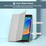 VANCLE PU Case for iPad 9/8/7 (10.2-Inch, 2021/2020/2019 Model, 9th/8th/7th Generation) ，Slim Stand Hard Back Shell Protective Smart Cover Case for 10.2 Inch iPad 9/8/7 (Grey)
