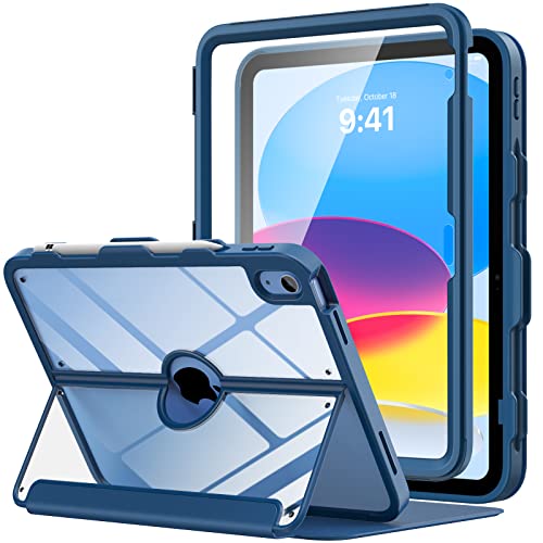MoKo for iPad (A16) 11th/10th Generation Case with Pencil Holder, Navy Blue