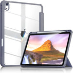 Case for iPad (A16) 11th Generation 11 inch 2025, iPad 10th Generation 10.9 inch 2022 with Pencil Holder, Clear Transparent Back Shell with Shockproof Cover, Auto Sleep (Gray)