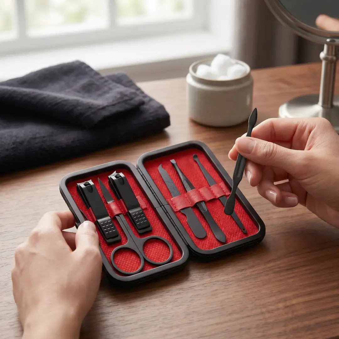 Green Lion 7-In-1 Manicure Set - Black