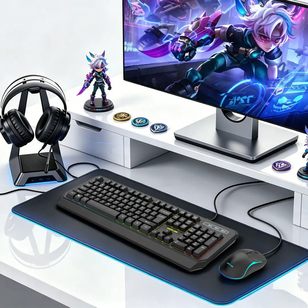 Green Lion GKM-65 Gaming Mouse & Keyboard Combo - Black
