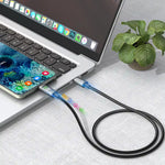 كيبل USB-C إلى USB-C مضفر بإضاءة LED من جرين لايون - أسود