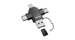 محول OTG الشفاف من بورودو ميني لينك مع USB-C و مايكرو USB و لايتنينج و فتحة بطاقة ذاكرة - رمادي