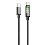 كيبل USB-C إلى USB-C مضفر بإضاءة LED من جرين لايون - أسود