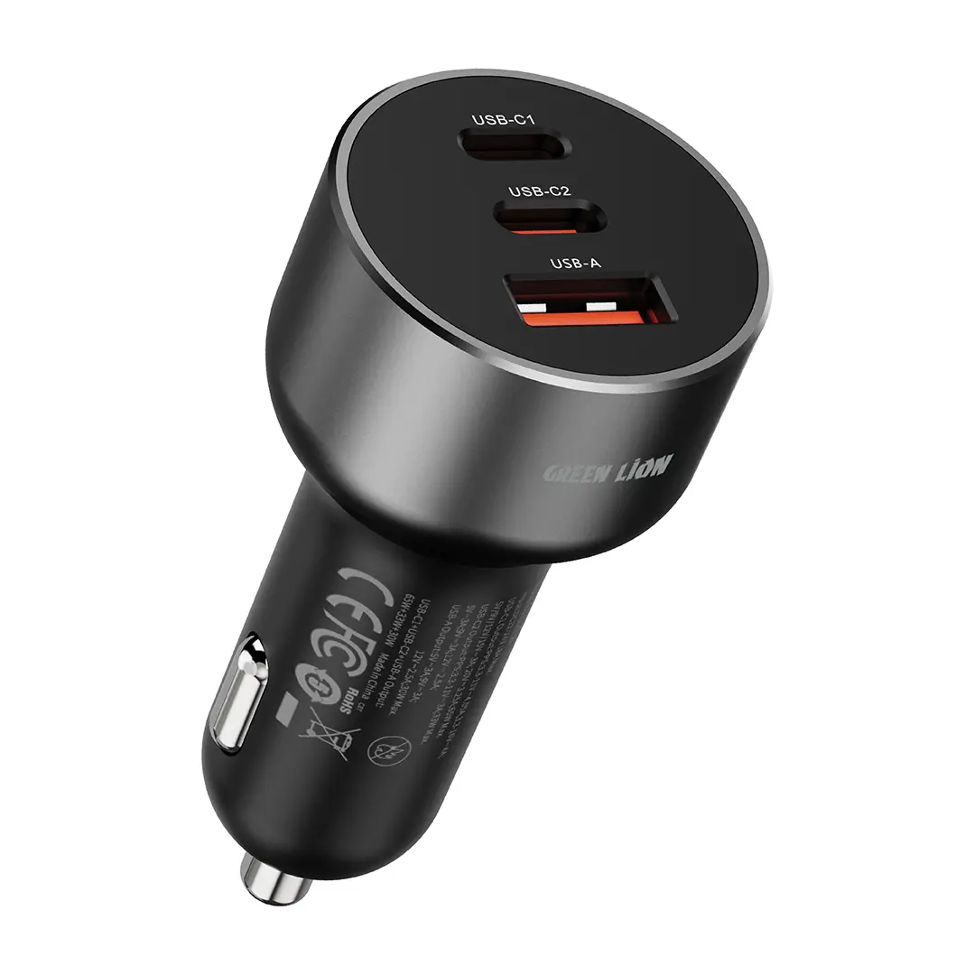 Green Lion Trio Volt Car Charger - Black
