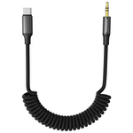 Porodo Coiled Aux Cable with Tangle-Free Design - Black