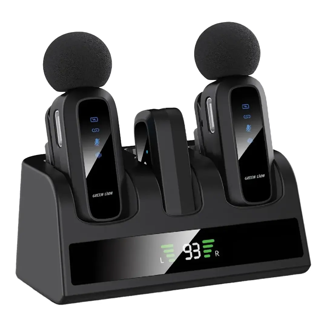 Green Lion GM-89X 2-In-1 Wireless Microphone with Noise Cancellation - Black