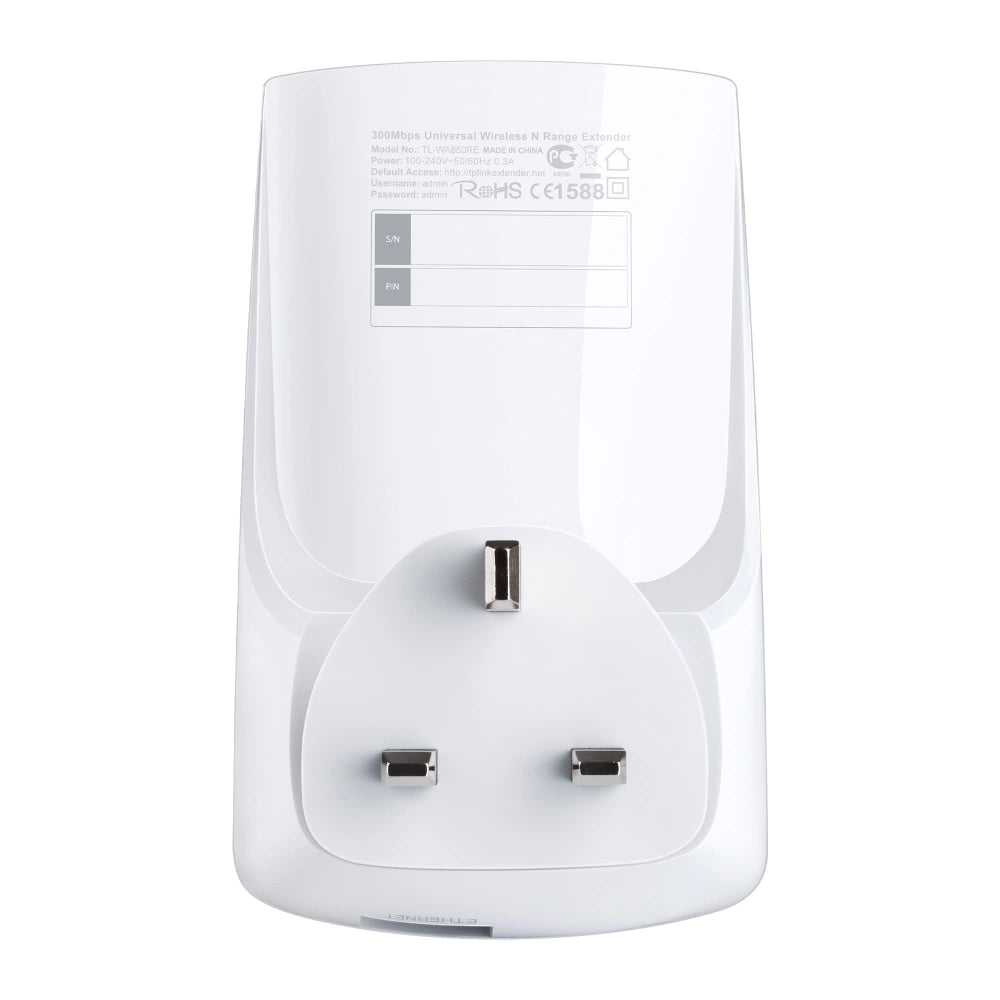 TP-Link TL-WA850RE 300Mbps Universal Wi-Fi Range Extender - Single Band 2.4GHz, Ethernet Bridge, 1-Tap Setup, Wall Mounted, Works with Any Wi-Fi Router, White